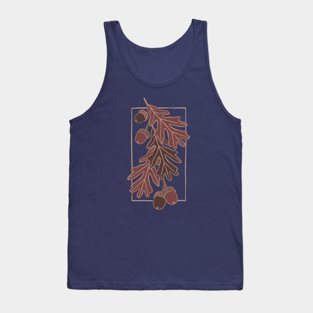 Autumn oak leaves and acorns pattern Tank Top by lents